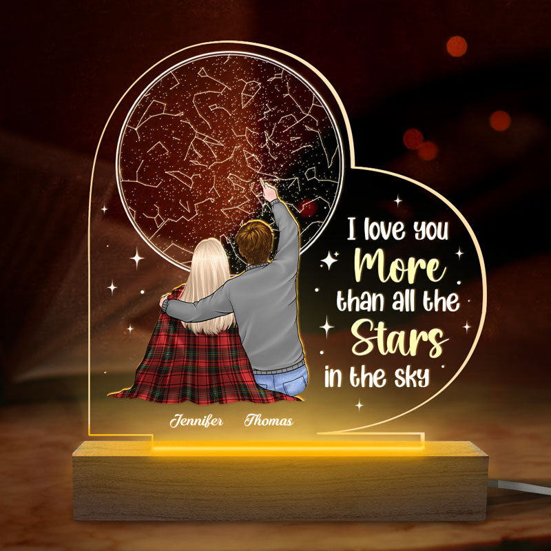 You Are All My Stars - Couple Personalized Custom Heart Shaped 3D LED Light - Gift For Husband Wife, Anniversary