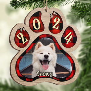 Pets And Color Paws - Upload Image - Personalized Custom Paw Shaped Wood Christmas Ornament