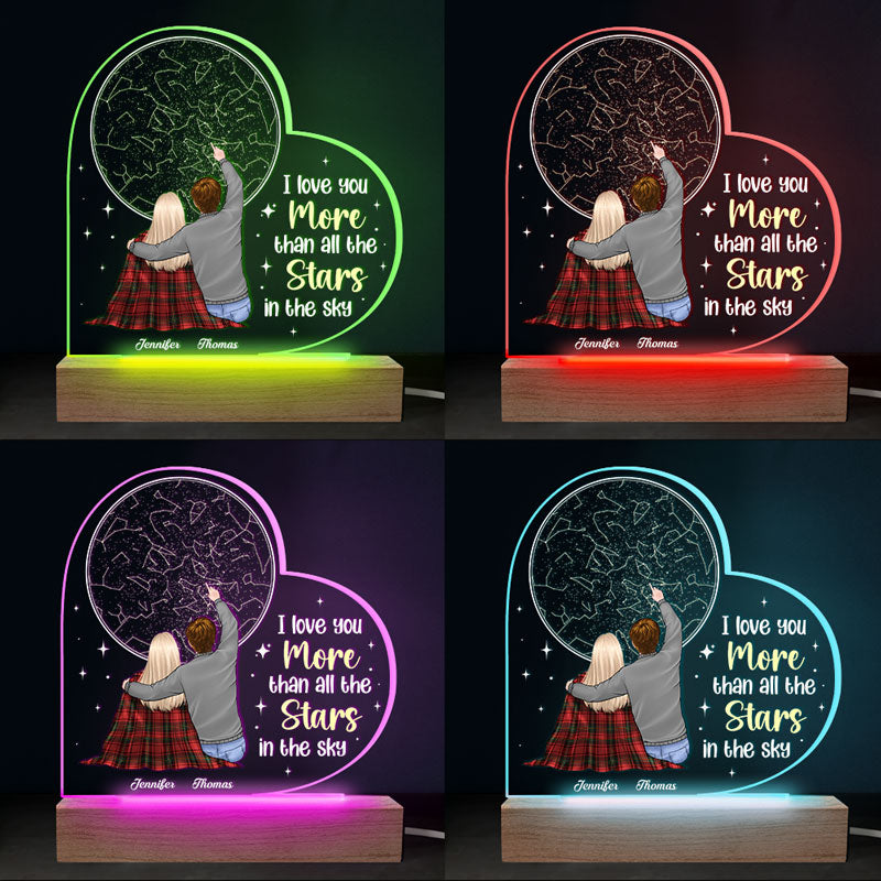 You Are All My Stars - Couple Personalized Custom Heart Shaped 3D LED Light - Gift For Husband Wife, Anniversary