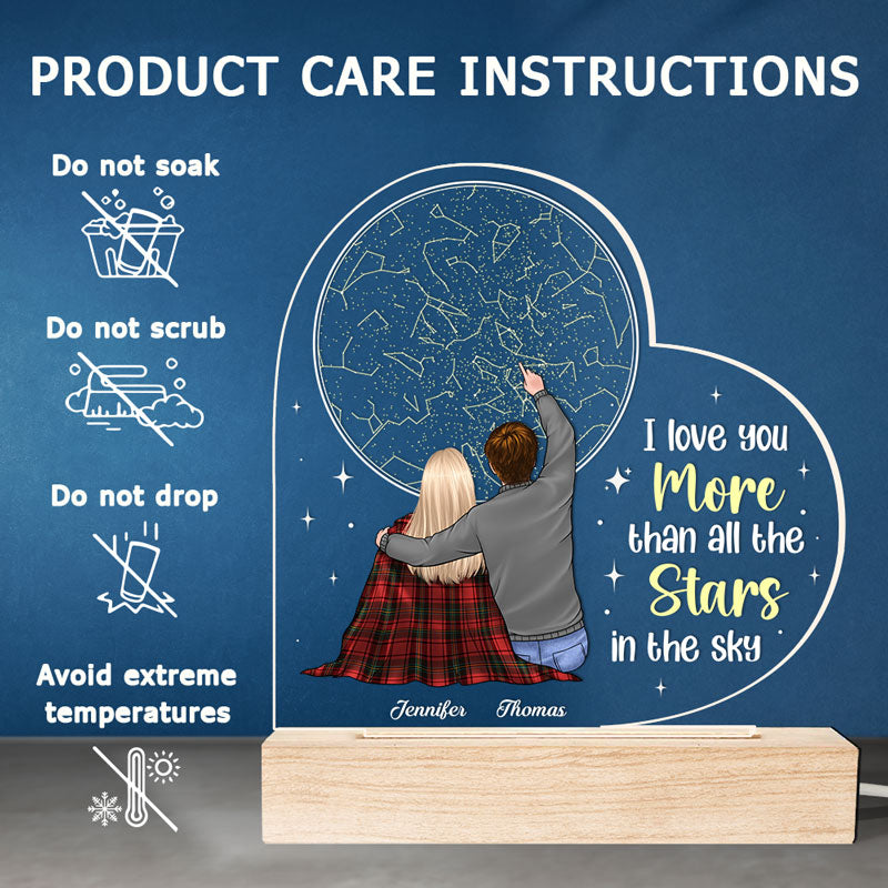 You Are All My Stars - Couple Personalized Custom Heart Shaped 3D LED Light - Gift For Husband Wife, Anniversary