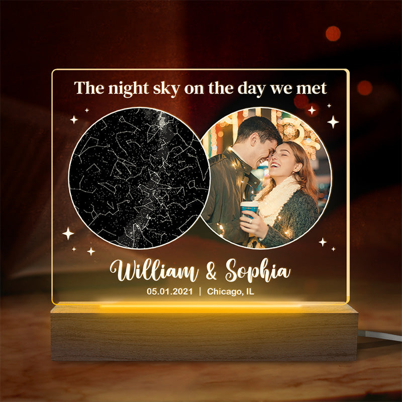 Custom Photo Under This Sky Our Forever Began - Couple Personalized Custom Shaped 3D LED Light - Gift For Husband Wife, Anniversary