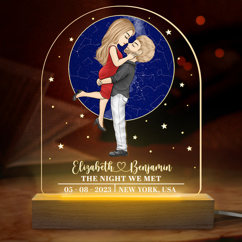 The Day You Said Yes - Couple Personalized Custom Shaped 3D LED Light - Gift For Husband Wife, Anniversary