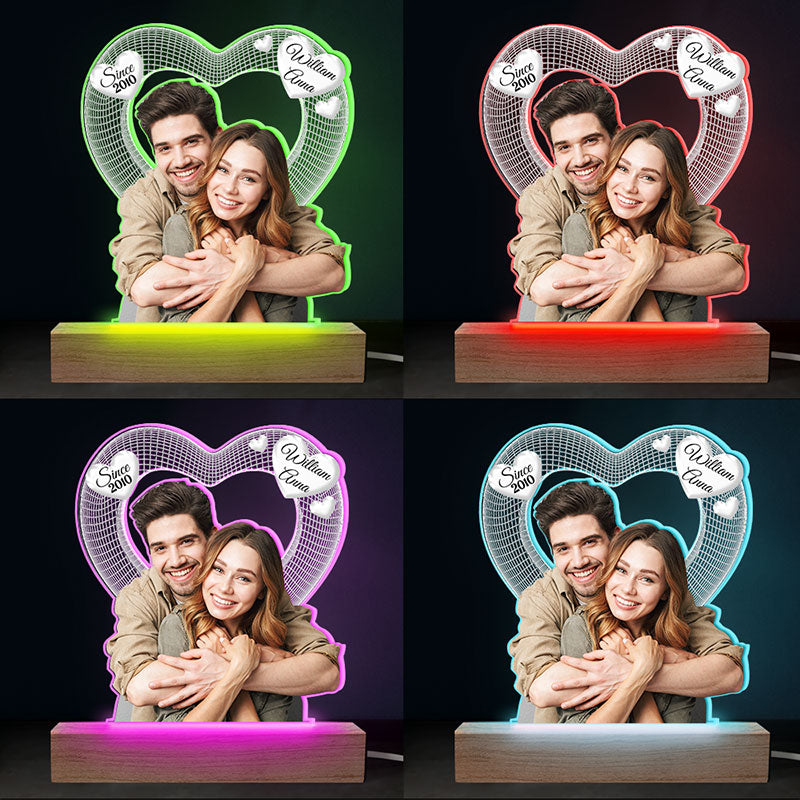 Custom Photo I Love You - Couple Personalized Custom Shaped 3D LED Light - Upload Photo Gift For Husband Wife, Anniversary