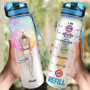 Quiet Your Mind Free Your Body - Yoga Personalized Custom Water Tracker Bottle - Gift For Yoga Lovers