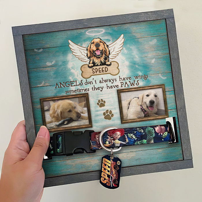 Angels Don't Always Have Wings, Mine Has Paws - Memorial Personalized Custom Pet Loss Sign, Collar Frame - Upload Image, Sympathy Gift, Gift For Pet Owners, Pet Lovers