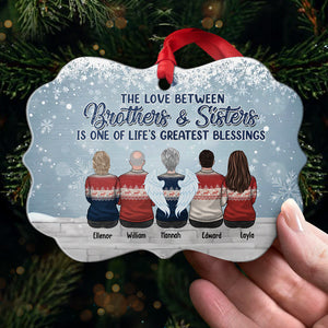 Grateful To Be Blessed With Such A Wonderful Family - Family Personalized Custom Benelux Shaped Wood, Acrylic Christmas Ornament - Christmas Gift For Siblings