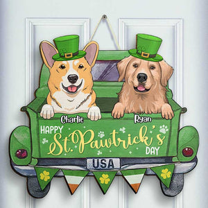 Happy St. Pawtrick's Day - Gift For Dog Lovers, St. Patrick's Day, Personalized Shaped Wood Sign.