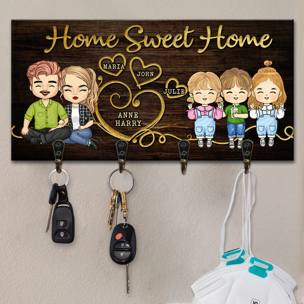 Family Over Everything - Personalized Key Hanger, Key Holder - Anniversary Gifts, Gift For Couples, Husband Wife