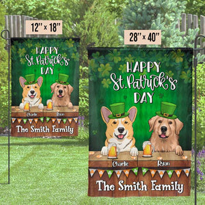 Happy St. Patrick's Day With Dogs - Gift For St. Patrick's Day, Personalized Flag.