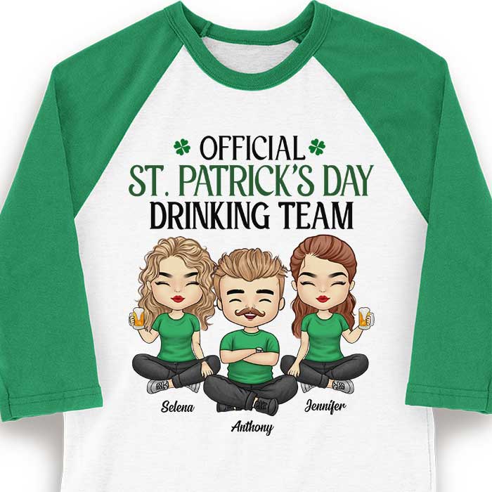 Official St. Patrick's Day Drinking Team - Personalized St. Patrick's Day Unisex Raglan Shirt.