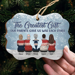 Grateful To Be Blessed With Such A Wonderful Family - Family Personalized Custom Benelux Shaped Wood, Acrylic Christmas Ornament - Christmas Gift For Siblings