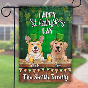 Happy St. Patrick's Day With Dogs - Gift For St. Patrick's Day, Personalized Flag.